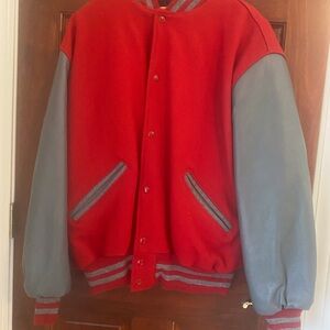 Vintage Red and Gray Varsity Letterman Jacket